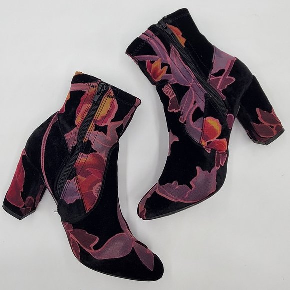 Steve Madden Velvet Floral Burnout Booties - Picture 2 of 15